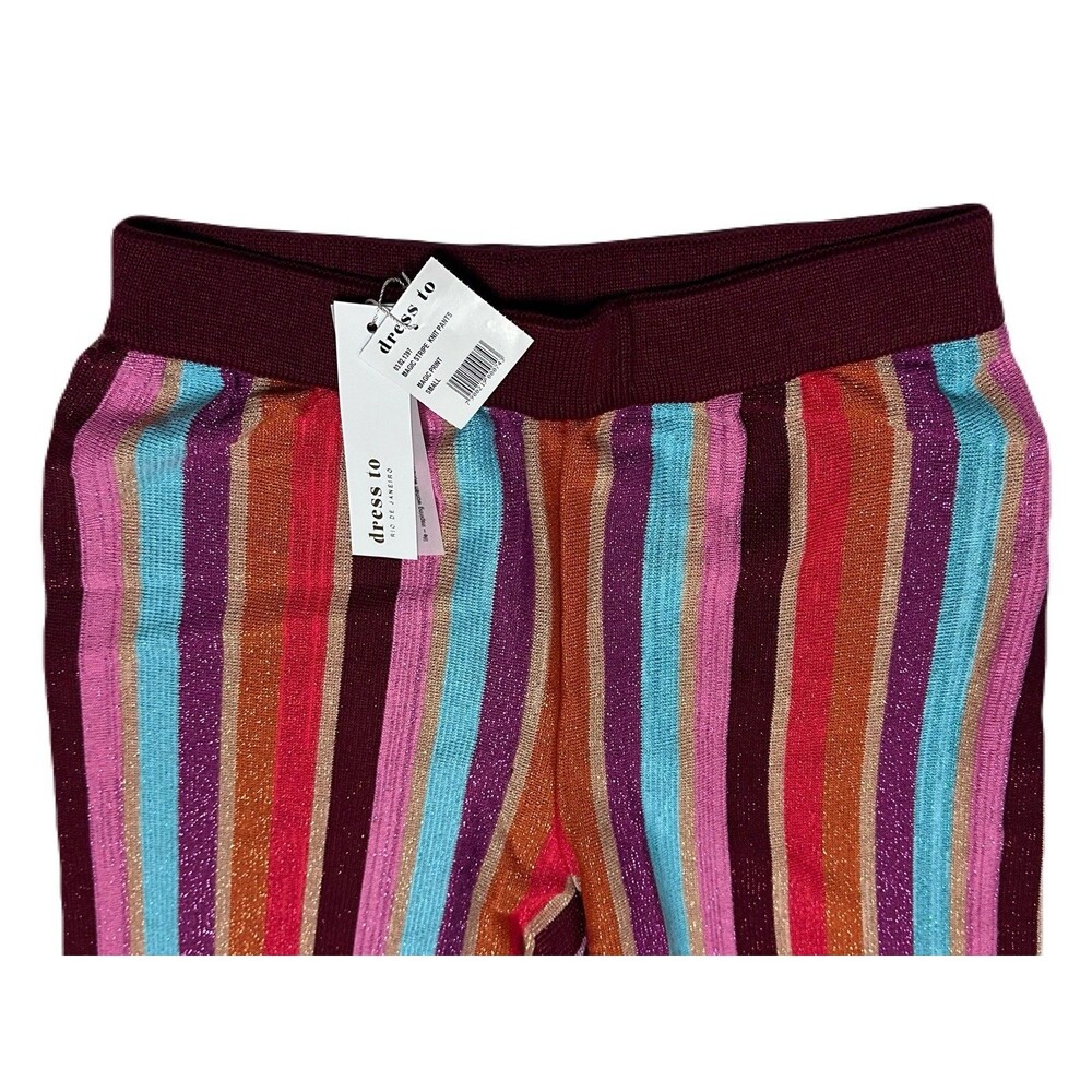 NEW DRESS TO Rio de Janeiro Womens Small Magic Stripe Metallic Knit Pants $190 - Picture 5 of 10